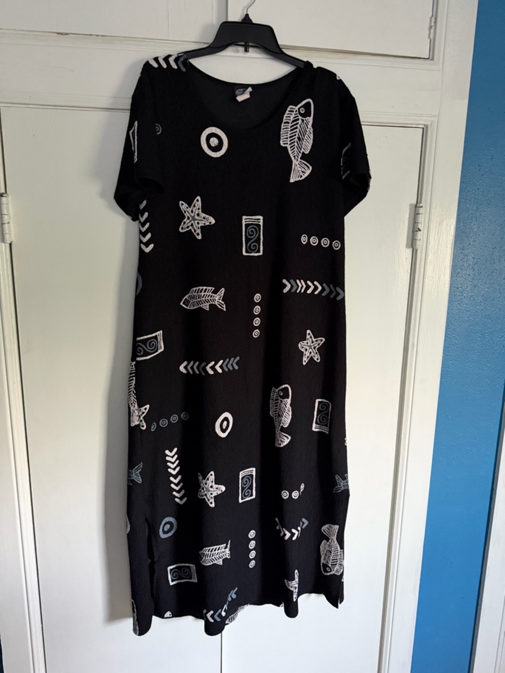 Black Maxi Dress with White Nautical Print